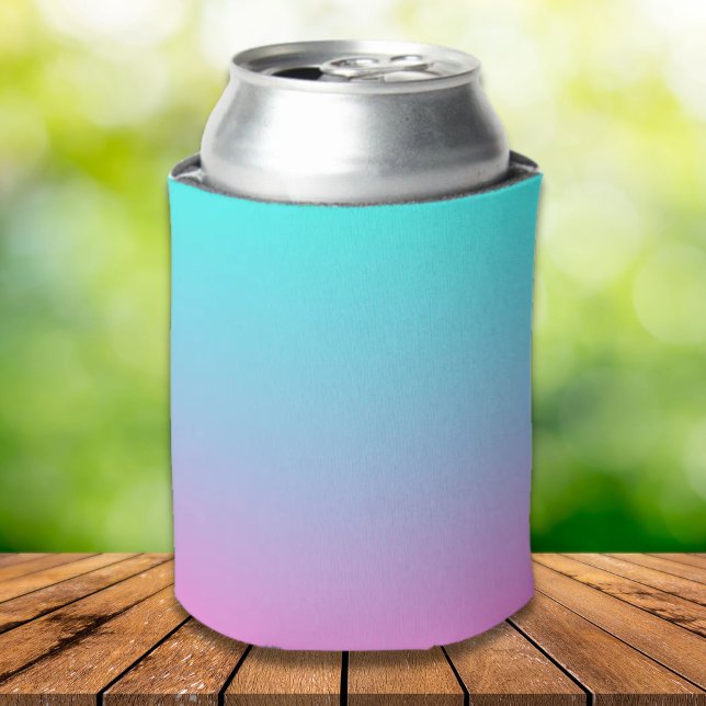Mermaid colours gradient purple pink aqua ombre can cooler (Mermaid colors gradient purple pink aqua ombre can cooler)