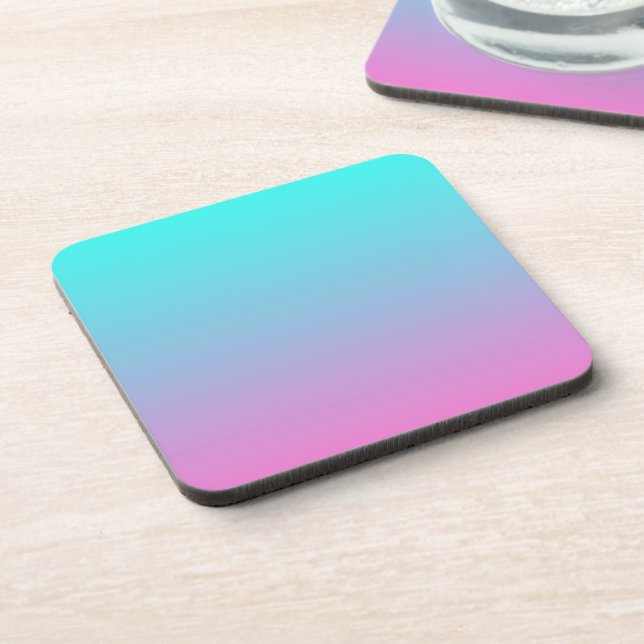 Mermaid colours gradient purple pink aqua ombre coaster (Left Side)