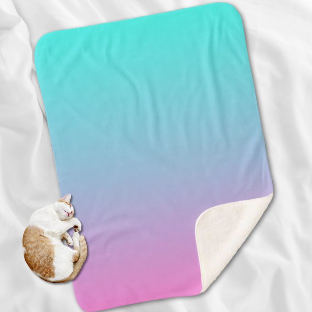 Mermaid colours gradient purple pink aqua ombre sherpa blanket (Mermaid colors gradient purple pink aqua ombre sherpa blanket)
