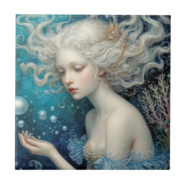 Mermaid Coral Under The Sea Fantasy  Ceramic Tile (Front)