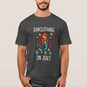 Mermaid Crab Christmas In July Cute Summer Xmas Gi T-Shirt