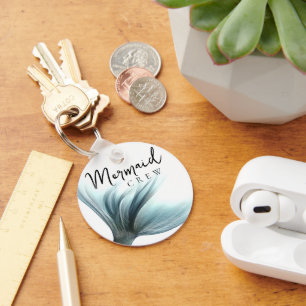 Mermaid Crew Aqua   Mint Seafoam Luxe Bridal Party Key Ring