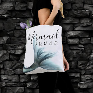 Mermaid Crew Aqua Mint Seafoam Luxe Bridal Party Tote Bag