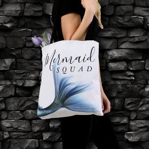 Mermaid Crew Ice Blue Muted Bachelorette Party Tote Bag