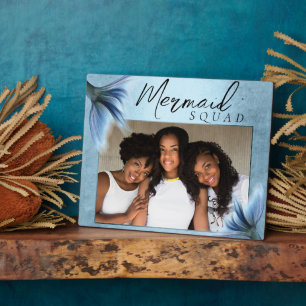 Mermaid Crew Ice Blue Muted Glam Friends Photo Plaque