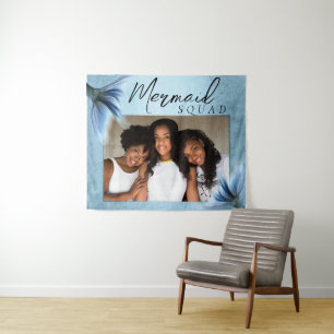 Mermaid Crew Ice Blue   Muted Glam Friends Photo Tapestry