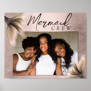 Mermaid Crew   Terracotta Soft Peach Friend Photo Poster