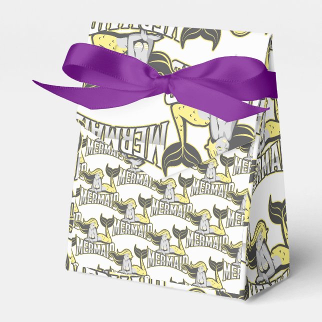 Mermaid Crew Yellow Party Favour Box (Front Side)