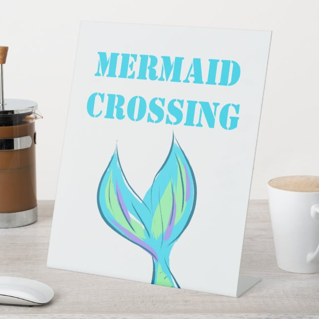 Mermaid Crossing Pedestal Sign (In SItu)