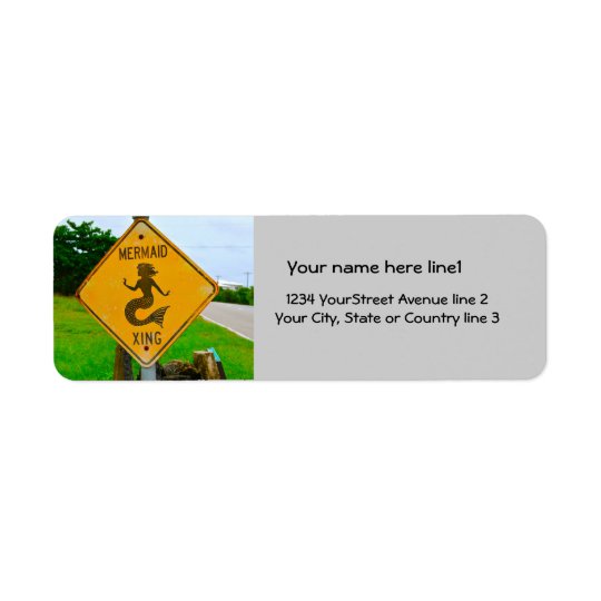Mermaid Crossing Road Sign Return Address Label