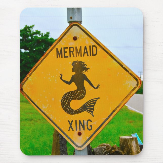 Mermaid Crossing Roadsign Mouse Pad (Front)