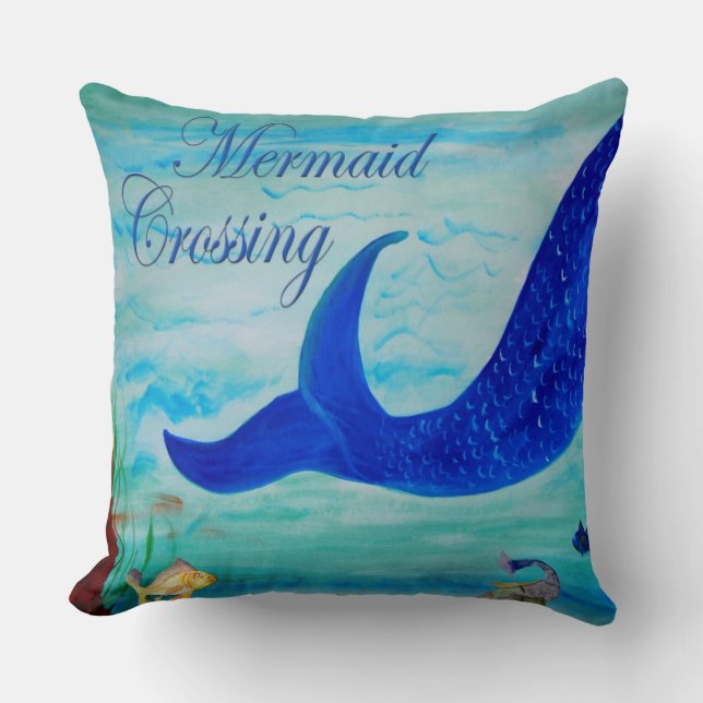 Mermaid Crossing throw pillow (Front)