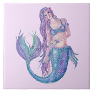 Mermaid crystal art by Renee Lavoie Ceramic Tile