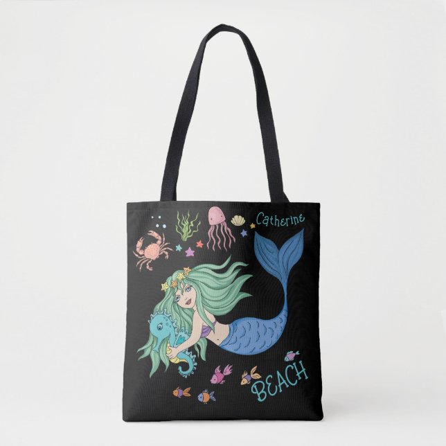 Mermaid Custom Beach  Tote Bag (Front)