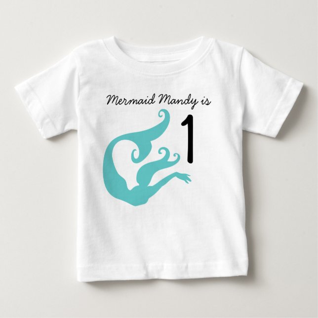 Mermaid Customisable 1st Birthday Tshirt (Front)