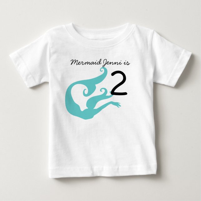 Mermaid Customisable 2nd Birthday Tshirt (Front)