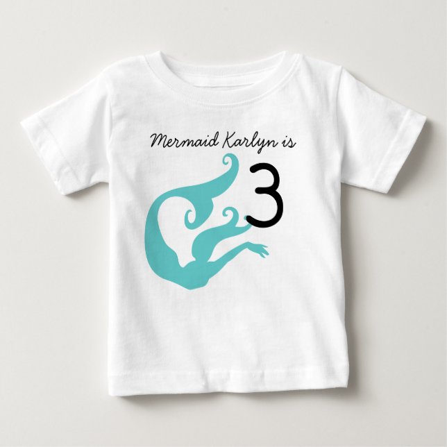 Mermaid Customisable 3rd Birthday Tshirt (Front)