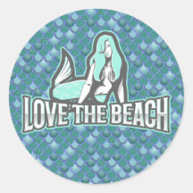 Mermaid Cute blue  Classic Round Sticker