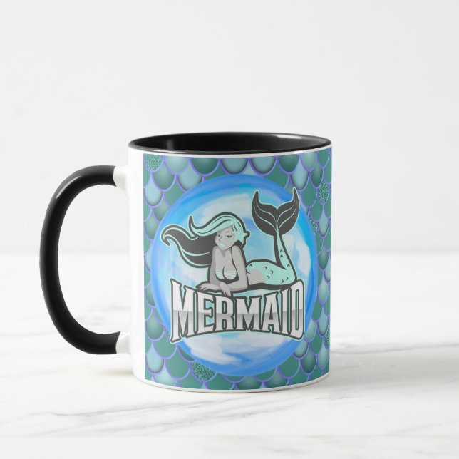 Mermaid Cute BLUE Mug (Left)