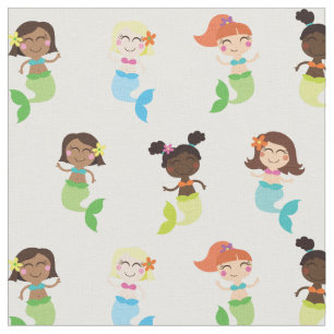 Mermaid Cute Cartoon Kids Print Fabric