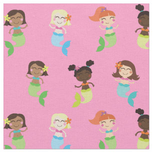 Mermaid Cute Cartoon Kids Print Fabric