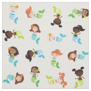 Mermaid Cute Cartoon Kids Print Fabric