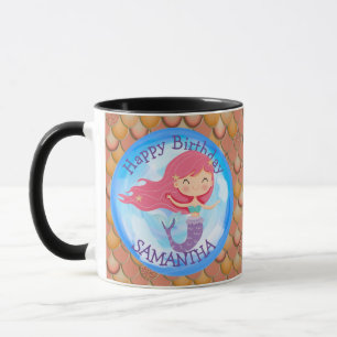 Mermaid Cute Happy  BIRTHDAY PINK Mug