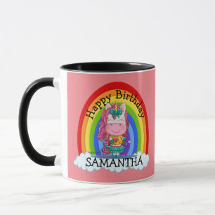 Mermaid Cute Happy BIRTHDAY Pink Mug
