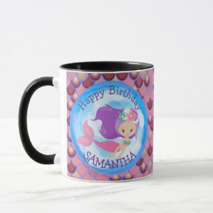 Mermaid Cute Happy BIRTHDAY pURPLE Mug