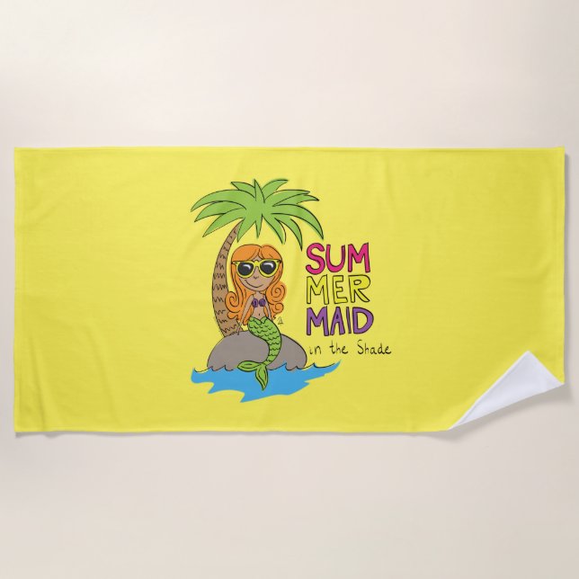 Mermaid Cute Kids Girls Beach Towel (Front)