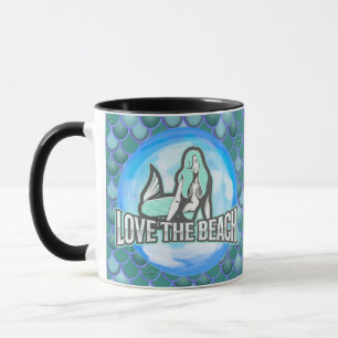 Mermaid Cute Love the Beach BLUE Mug