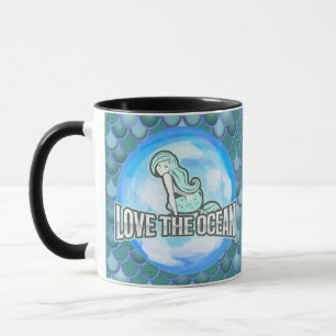 Mermaid Cute Love the Ocean BLUE Mug