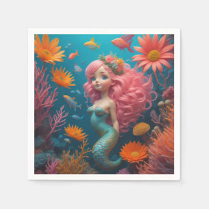 Mermaid Cute Pink Napkin