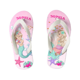 Mermaid Cute Pink Starfish Personal Kid's Thongs