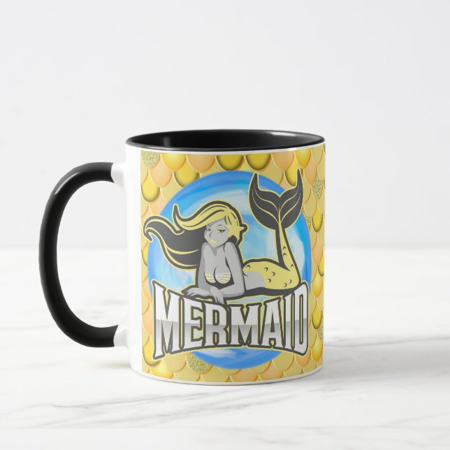 Mermaid Cute Yellow Mug (Left)