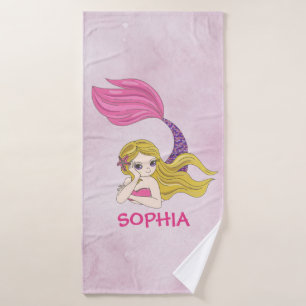 Mermaid Design Bath Towel Set