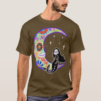 Mermaid Dia de Los Muertos Skeleton  T-Shirt