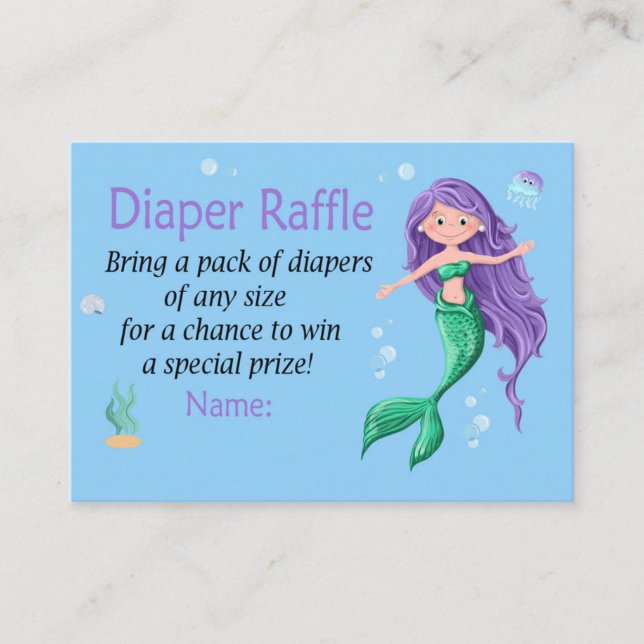 Mermaid Diaper Raffle Tickets (Front)