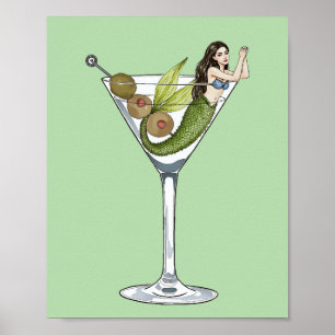 Mermaid Dirty Martini Watercolor Art Print