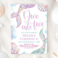 Mermaid Dive into Five 5th Birthday Girl