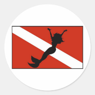 Mermaid Diver Flag Classic Round Sticker