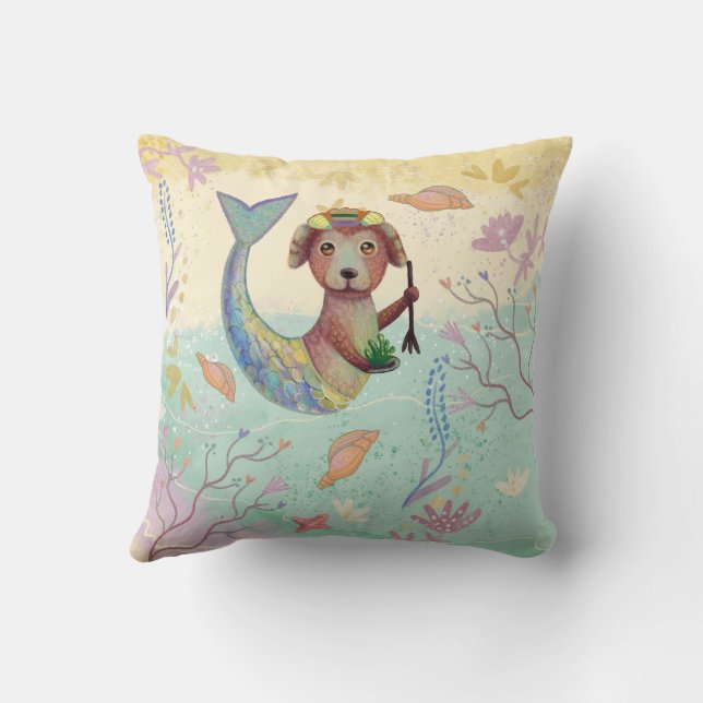 mermaid dog pattern  cushion (Back)