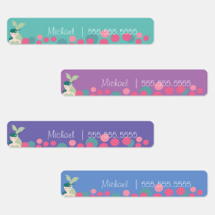 Mermaid Dot School Class Lunch Name Number Labels