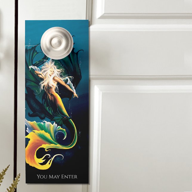Mermaid Dragon Fantasy Blue Door Hanger (Creator Uploaded)