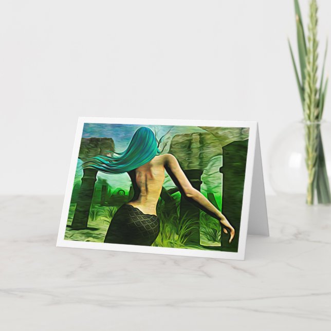 Mermaid Dreaming (Expressionist style) notecard (Front)