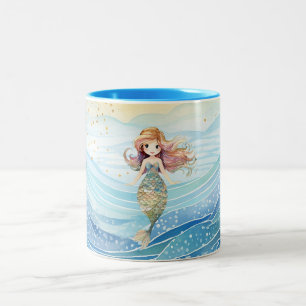Mermaid Dreams for girls Two-Tone Coffee Mug