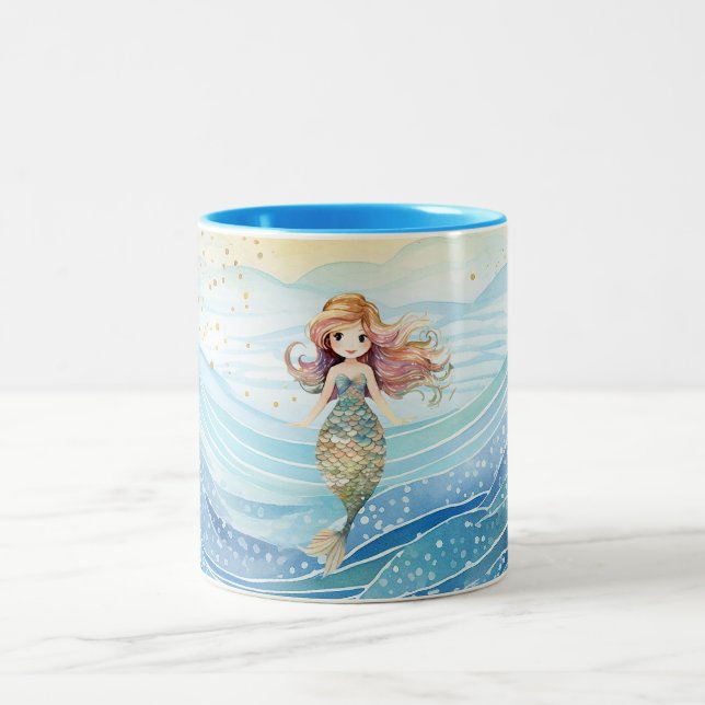 Mermaid Dreams for girls Two-Tone Coffee Mug (Center)