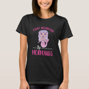Mermaid Easily Distracted Clamshell Sea Coral Aqua T-Shirt