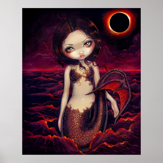 Mermaid Eclipse gothic moon fantasy Art Print (Front)
