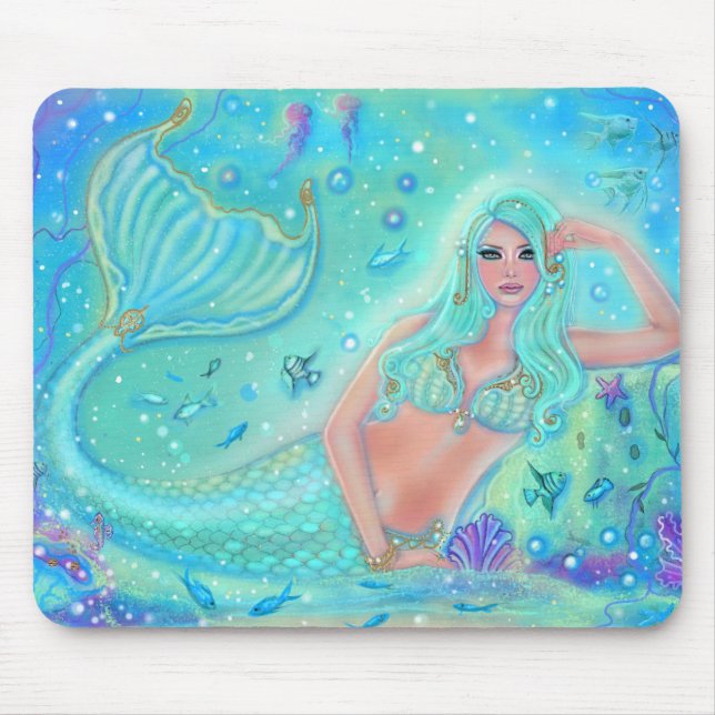 Mermaid Eira with tropical fish by Renee Lavoie   Mouse Pad (Front)